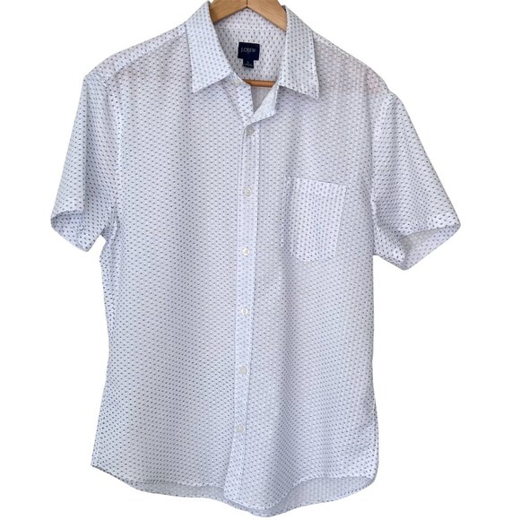 J.Crew Men Short-Sleeve Casual Printed Mini-Dot Geometric Button-Up Shirt Size L - Picture 1 of 10